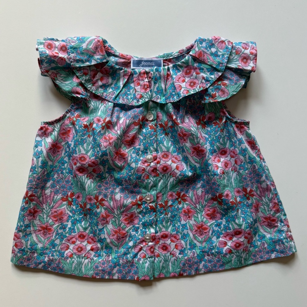 Jacadi Baby Girl Blouse in Floral Liberty Fabric - Size 12M